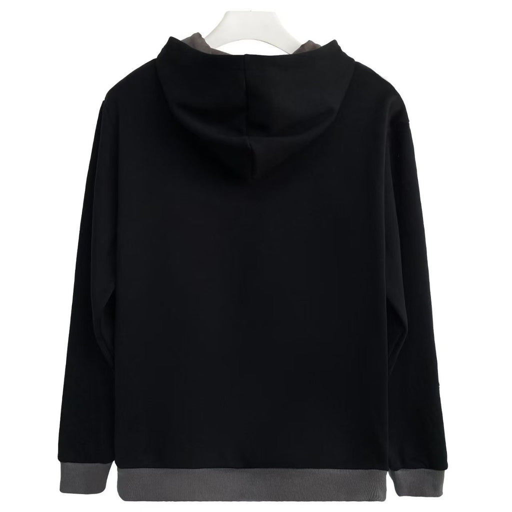 Custom-made autumn sweatshirt with irregular-shaped zipper lapel